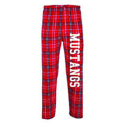 Red Flannel Pajama Pants with white Mustangs Product Image